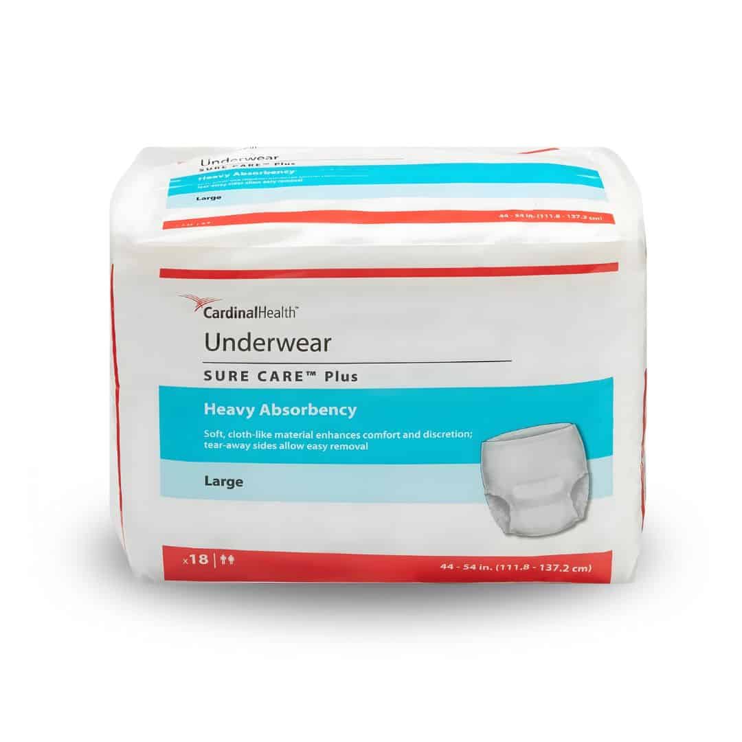 Cardinal Health, Sure Care Plus, Protective Underwear,  Heavy Absorbency, Large (Bag of 18)