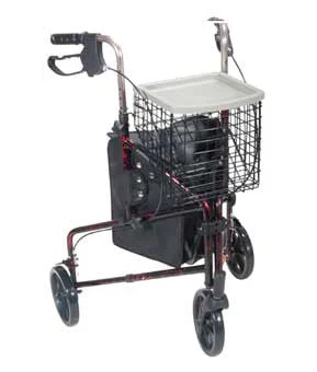 Drive 3-Wheel Walker Rollator w/ Basket, Tray & Pouch - User Height 5'2" to 6'0" - Image 2