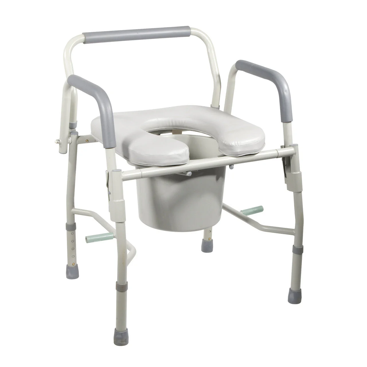 Drive Medical Steel Drop Arm Bedside Commode with Padded Seat & Arms - Image 2