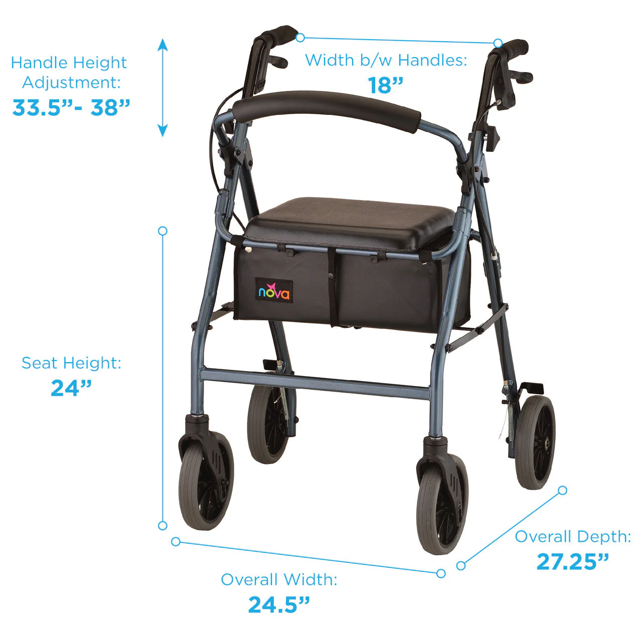 Nova Zoom 24 Rolling Walker — User Height 5'5" to 6'2" - Image 2
