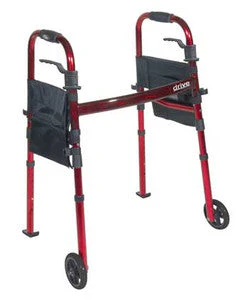 Portable Folding Travel Walker w/ 5" Wheels & Fold Up Legs, 29.5" to 37" Height - Image 4