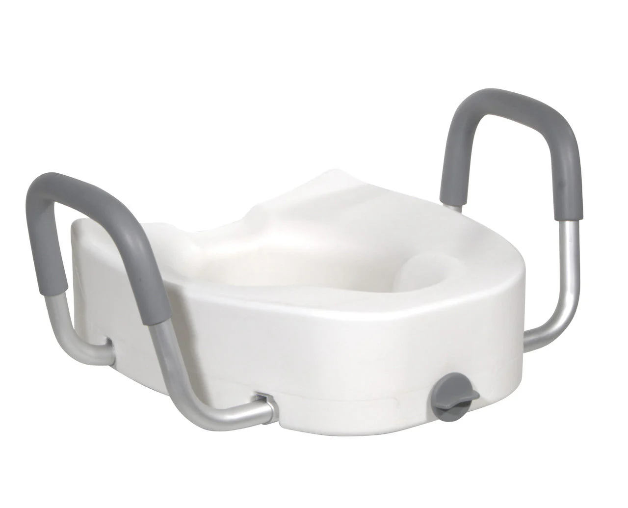 Premium Raised Toilet Seat w/ Lock & Padded Armrests, Elongated - 5 Inch, 300 Lbs. Capacity