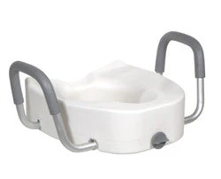 Premium Raised Toilet Seat w/ Lock & Padded Armrests, Elongated - 5 Inch, 300 Lbs. Capacity - Image 4