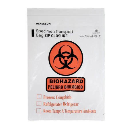 Specimen Transport Bag with Document Pouch - 6" x 9" (Case of 1000)