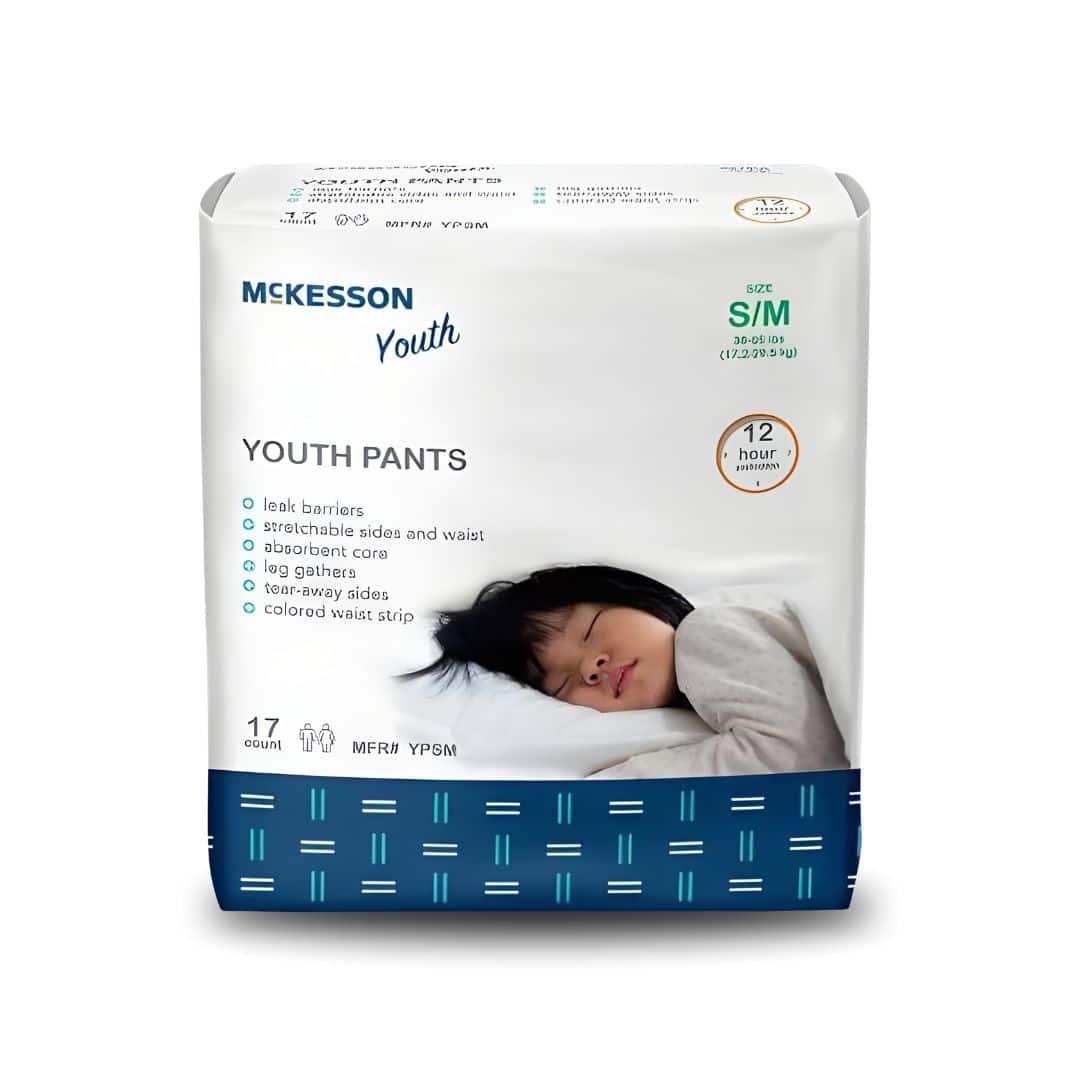 Unisex Youth Absorbent Underwear McKesson Pull On with Tear Away Seams Small / Medium Disposable Heavy Absorbency (Case of 68)
